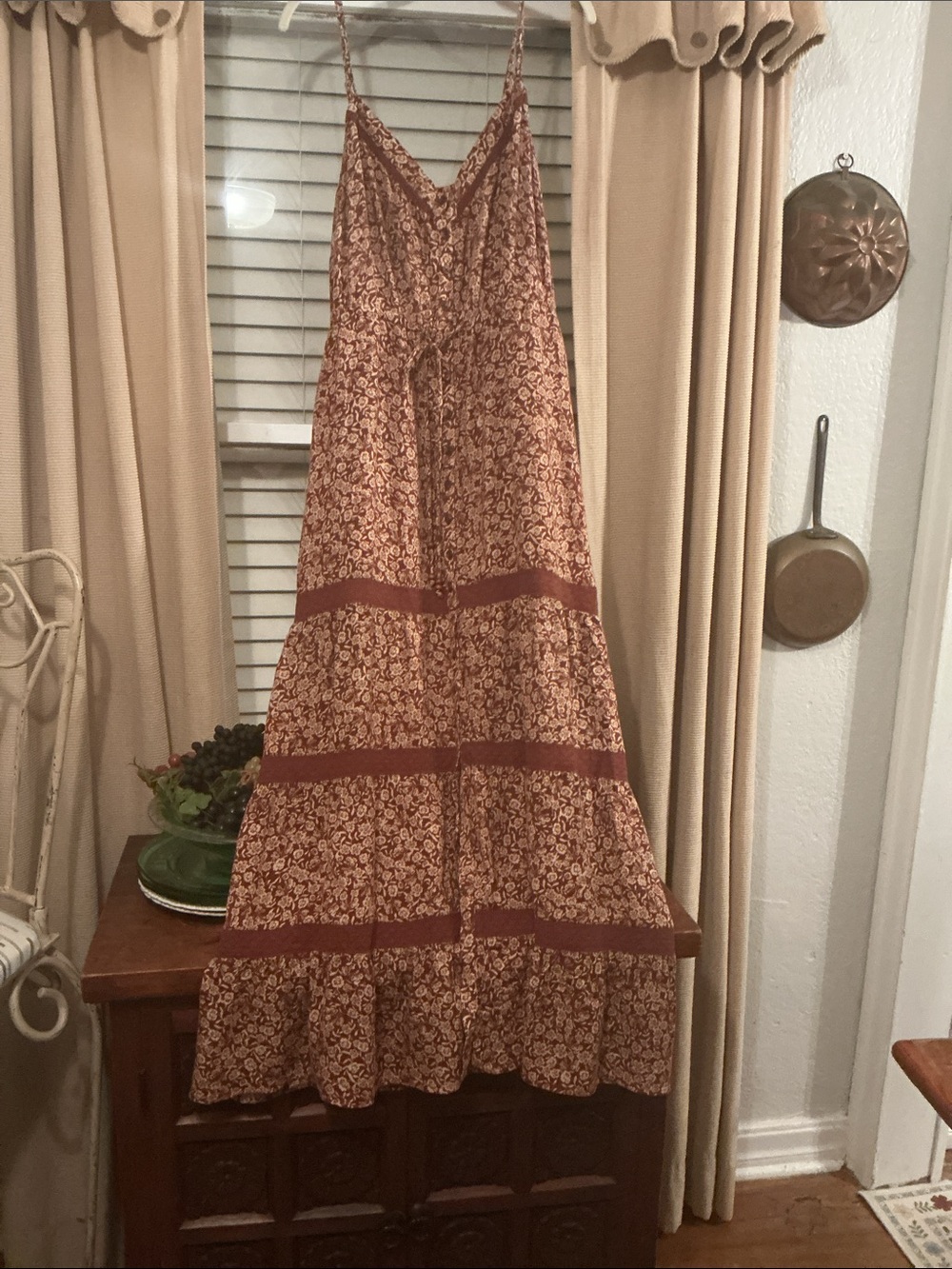 Idyllwind Rust Floral Tiered Maxi dress